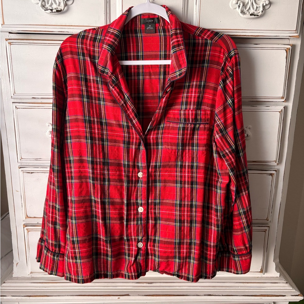 J. Crew Red Plaid Button-Up Shirt - Picture 2 of 4